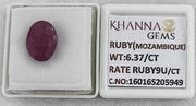6.37/CT Natural Ruby Stone with Govt. Lab Certificate-16016S205949